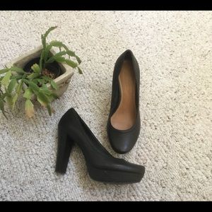 Black Leather Platform Heels